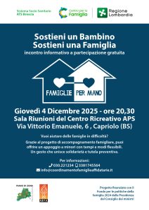 ALT: Locandina per l'incontro "Famiglie per Mano" del 4/12/2025